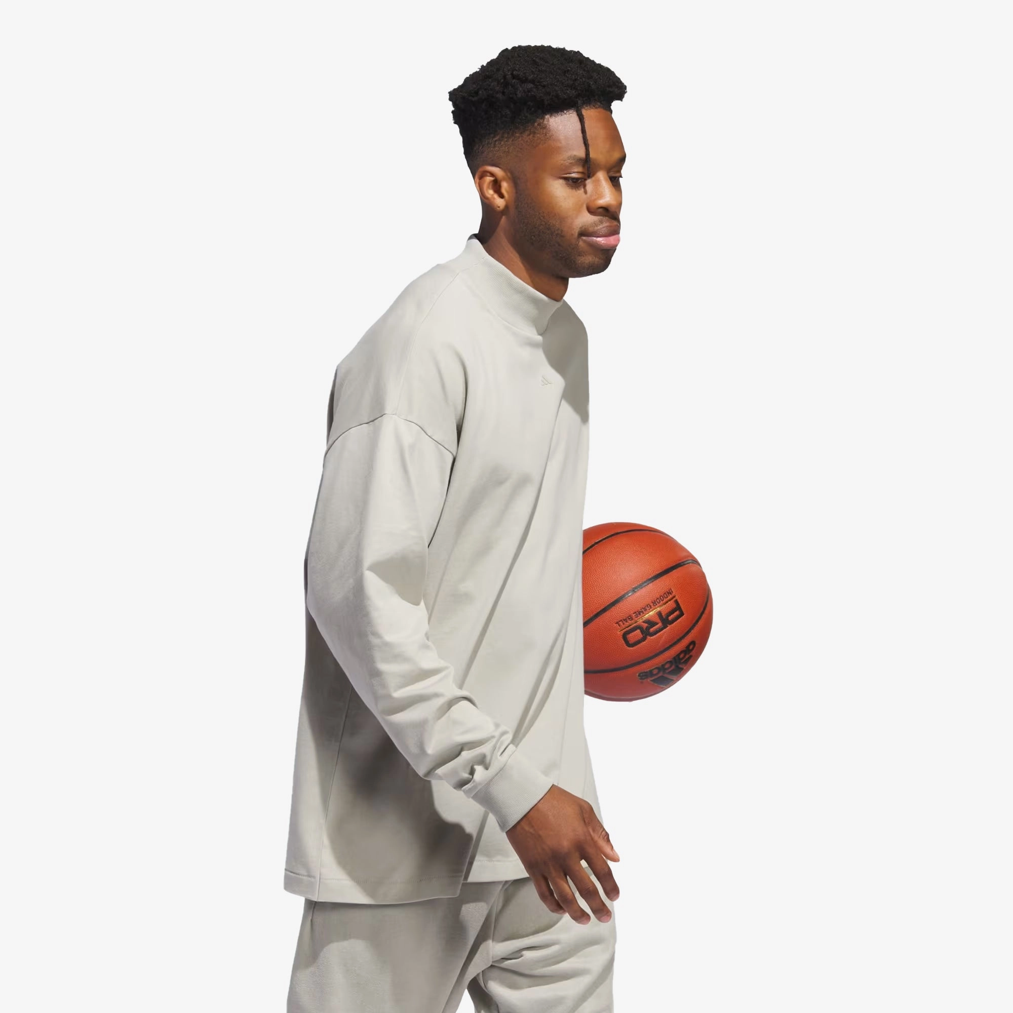 Adidas | BASKETBALL LONG SLEEVE TEE  { SESAME