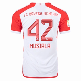 adidas Bayern Munich Authentic Jamal Musiala Home Jersey w/ Bundesliga Champions Patch 23/24 (White/Red)
