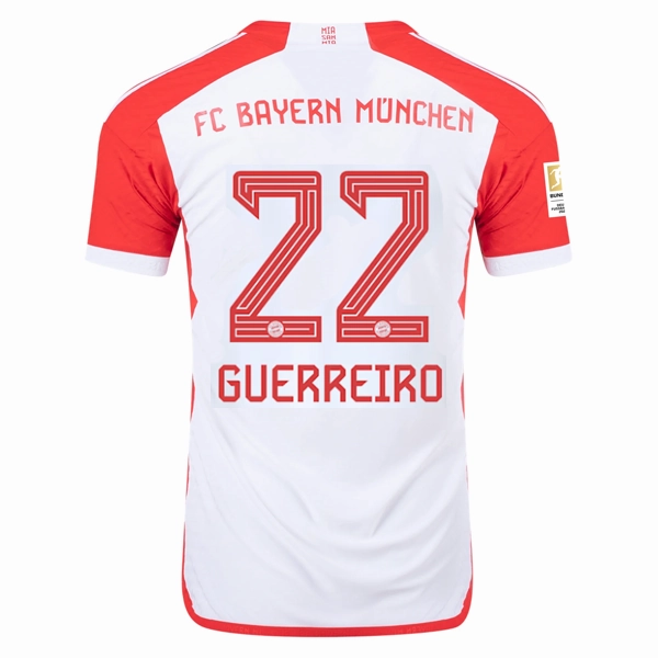adidas Bayern Munich Authentic Raphaël Guerreiro Home Jersey w/ Bundesliga Champions Patch 23/24 (White/Red)