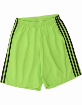 ADIDAS Boys Climalite Sport Shorts 11-12 Years Medium Green Polyester