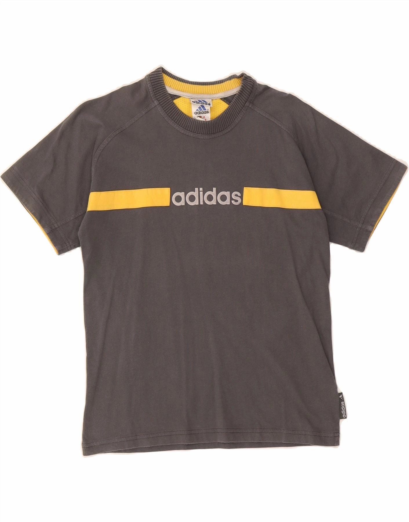 ADIDAS Boys Graphic T-Shirt Top 11-12 Years Grey Colourblock Cotton