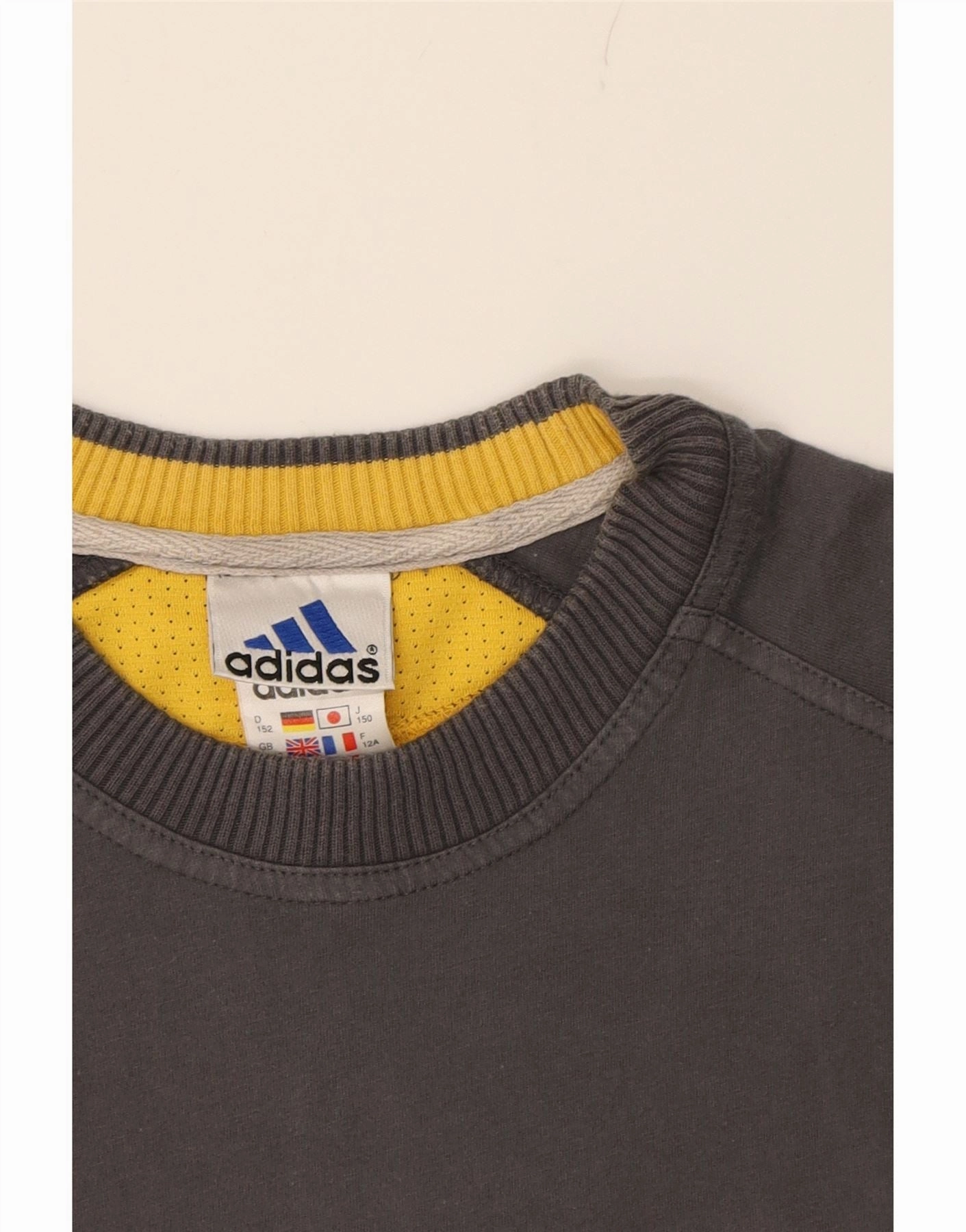 ADIDAS Boys Graphic T-Shirt Top 11-12 Years Grey Colourblock Cotton