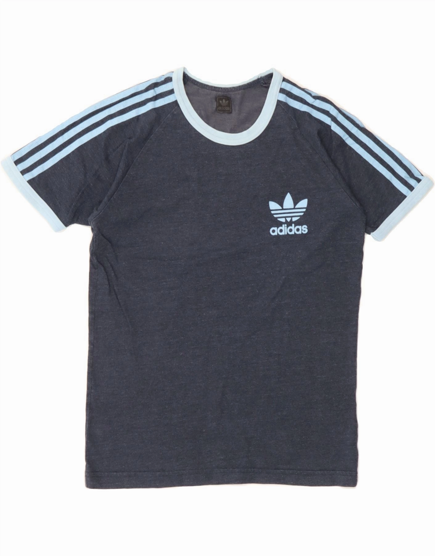 ADIDAS Boys Graphic T-Shirt Top 13-14 Years Navy Blue Cotton