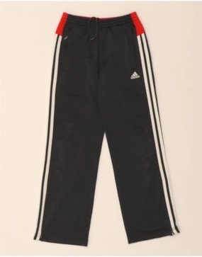 ADIDAS Boys Tracksuit Trousers 9-10 Years Black Colourblock Polyester