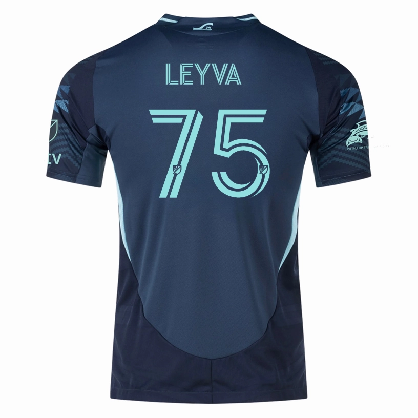 adidas D. Leyva Seattle Sounders Authentic Away Jersey 25/26 w/ MLS Patches & Sponsor (Aura Ink)
