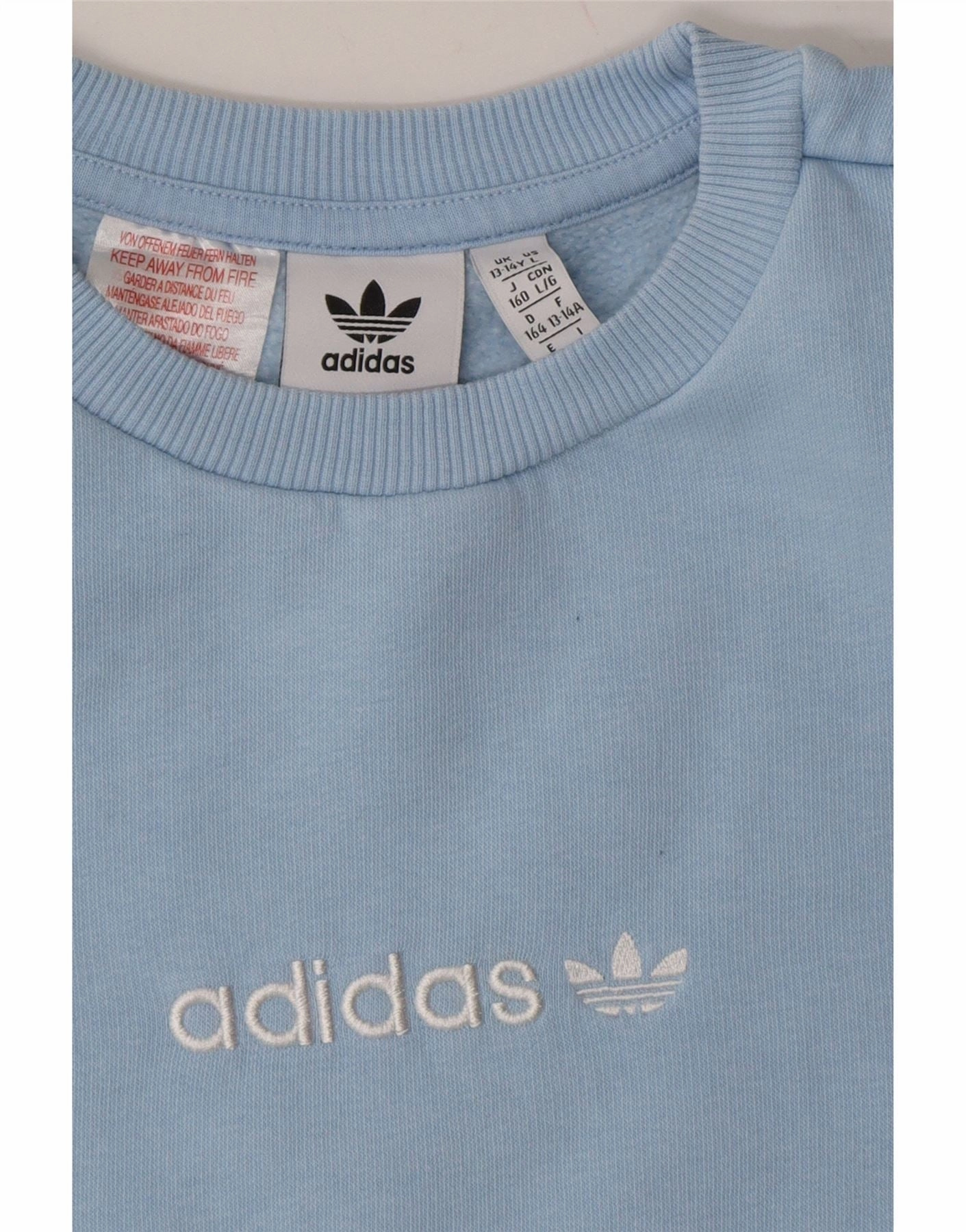 ADIDAS Girls Graphic Sweatshirt Jumper 13-14 Years Blue Cotton