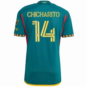 adidas La Galaxy Authentic Chicharito Away Jersey w/ MLS   Apple TV Patch 23/24 (Green/Yellow)