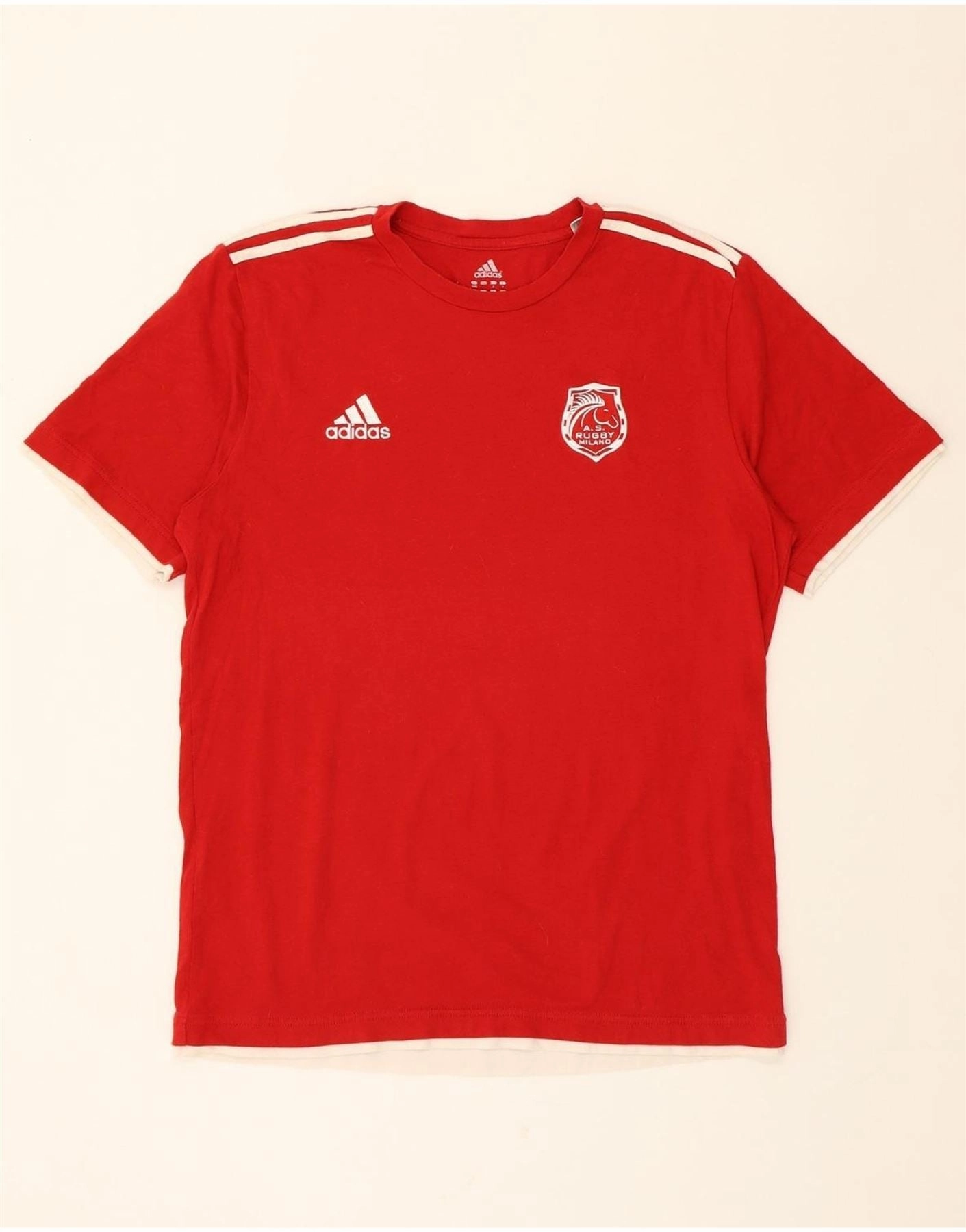 ADIDAS Mens A.S. Rugby Milano UK 42/44 Large Red Cotton
