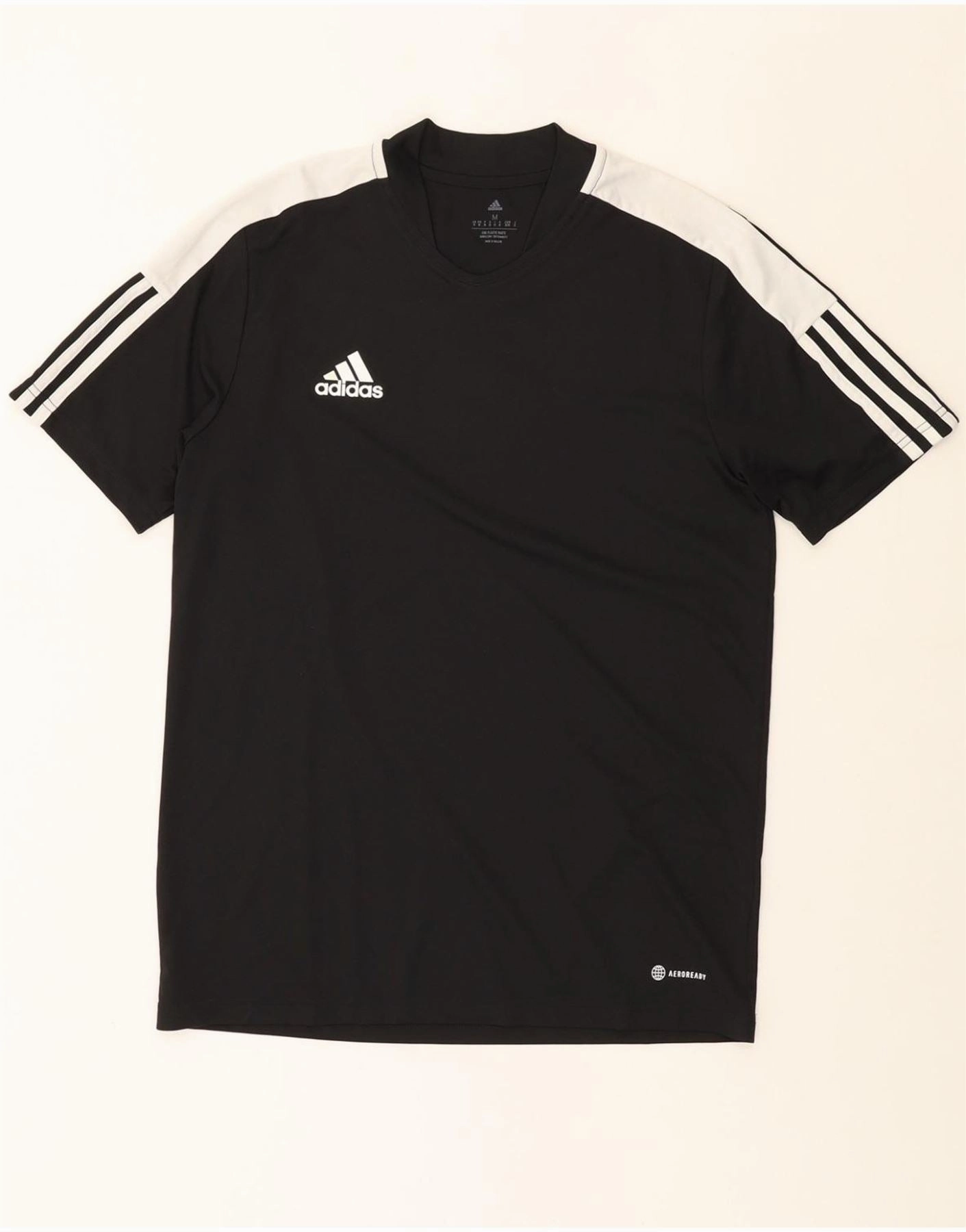 ADIDAS Mens Aeroready T-Shirt Top Medium Black Colourblock Polyester