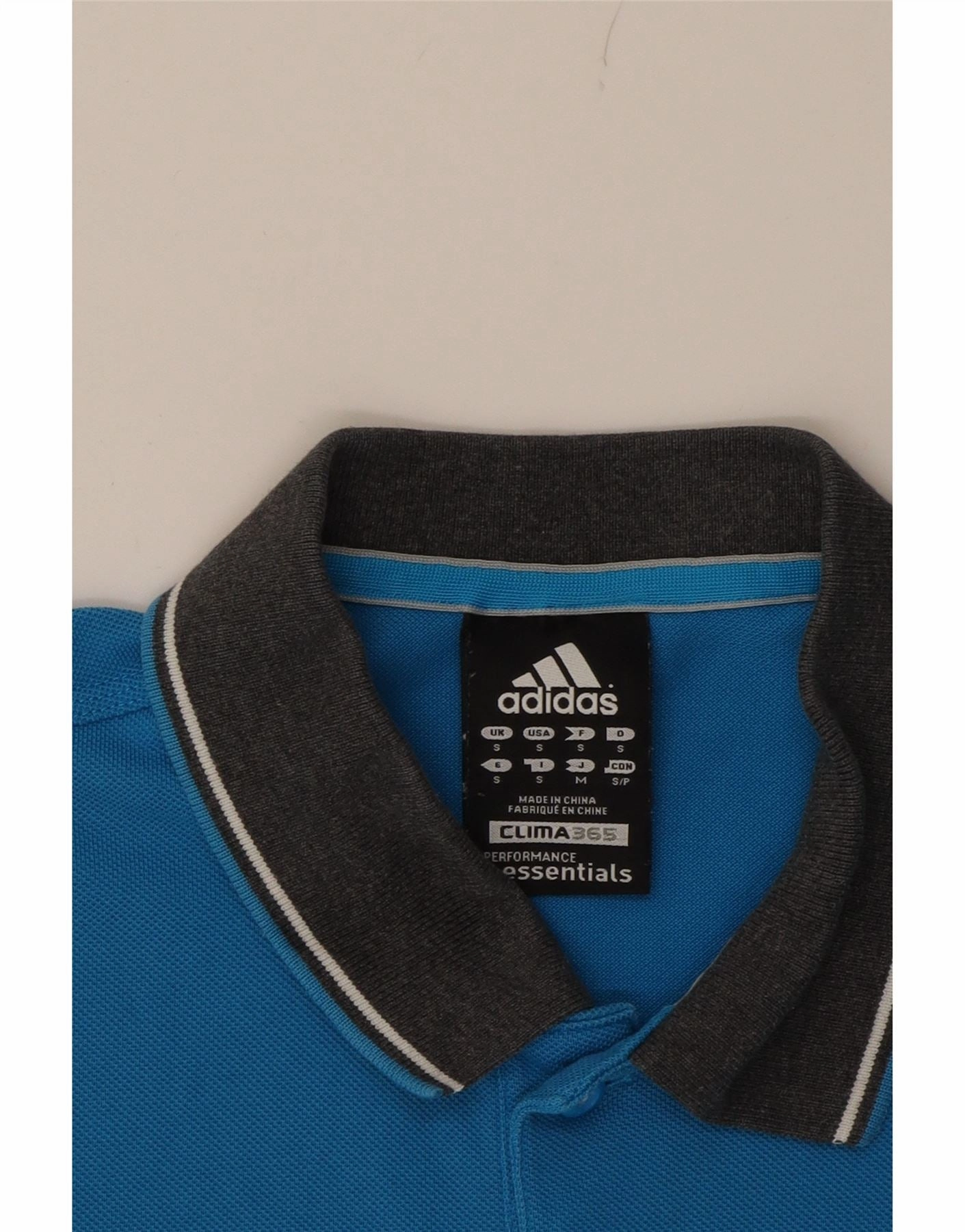 ADIDAS Mens Clima 365 Polo Shirt Small Blue Cotton