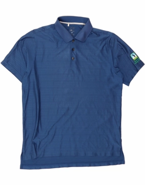 ADIDAS Mens Climacool Polo Shirt XL Navy Blue Striped Polyester