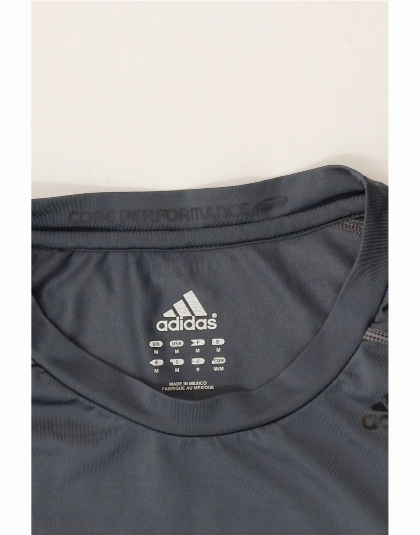 ADIDAS Mens Climalite T-Shirt Top Medium Grey Polyester