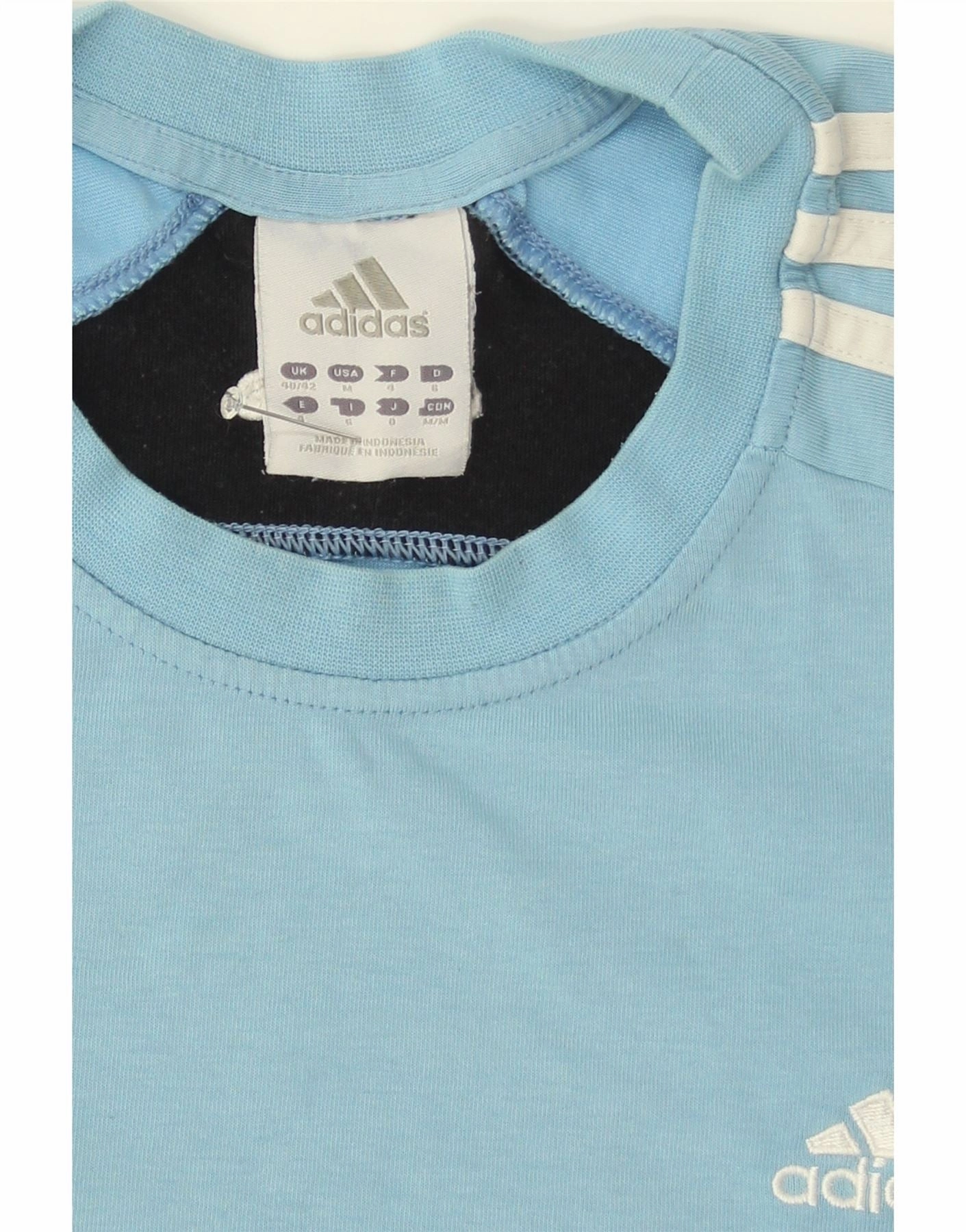 ADIDAS Mens Climalite T-Shirt Top UK 40/42 Medium Blue Colourblock Cotton