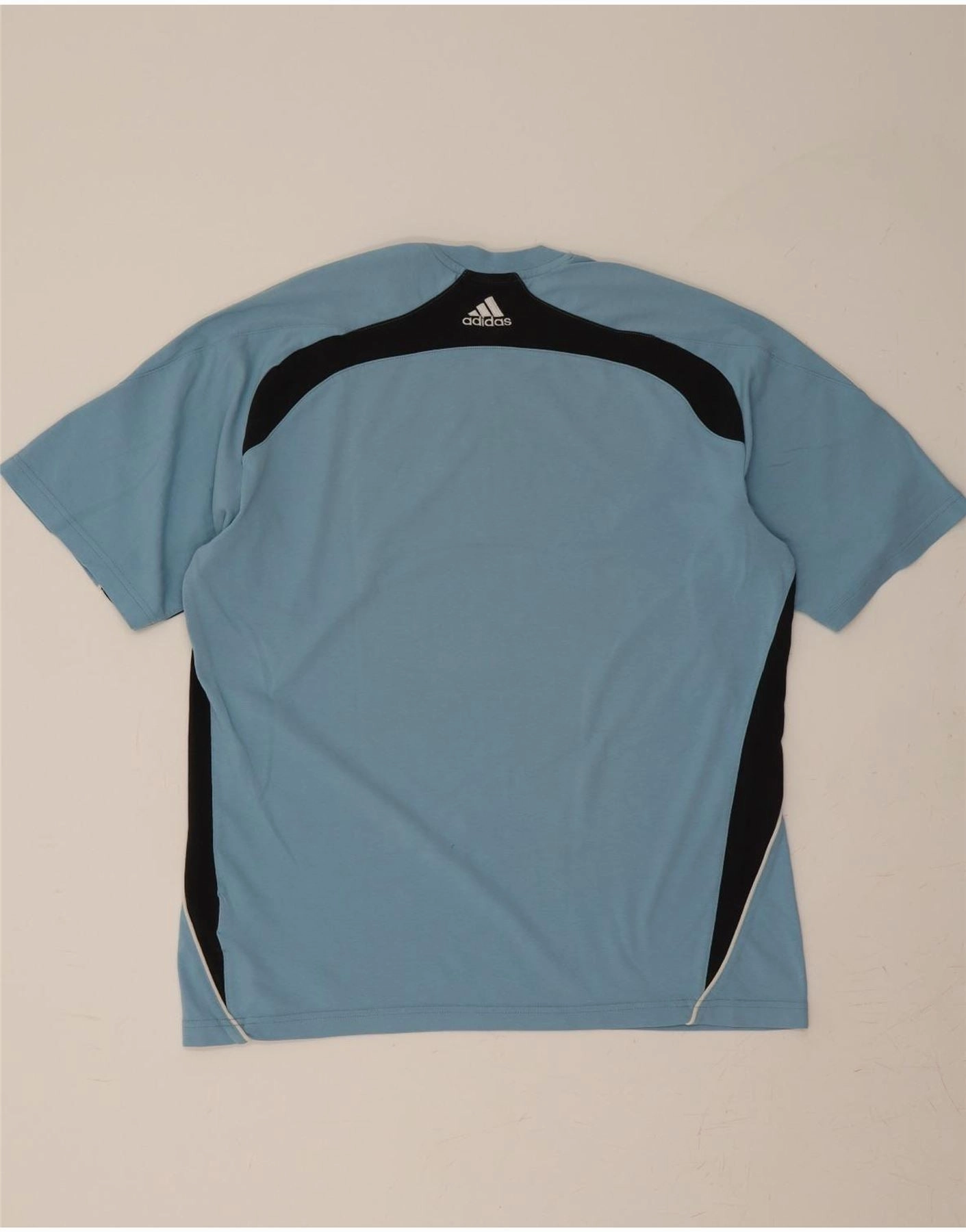 ADIDAS Mens Climalite T-Shirt Top UK 40/42 Medium Blue Colourblock Cotton