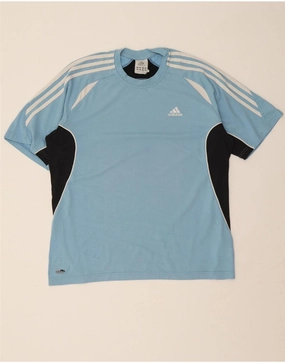 ADIDAS Mens Climalite T-Shirt Top UK 40/42 Medium Blue Colourblock Cotton