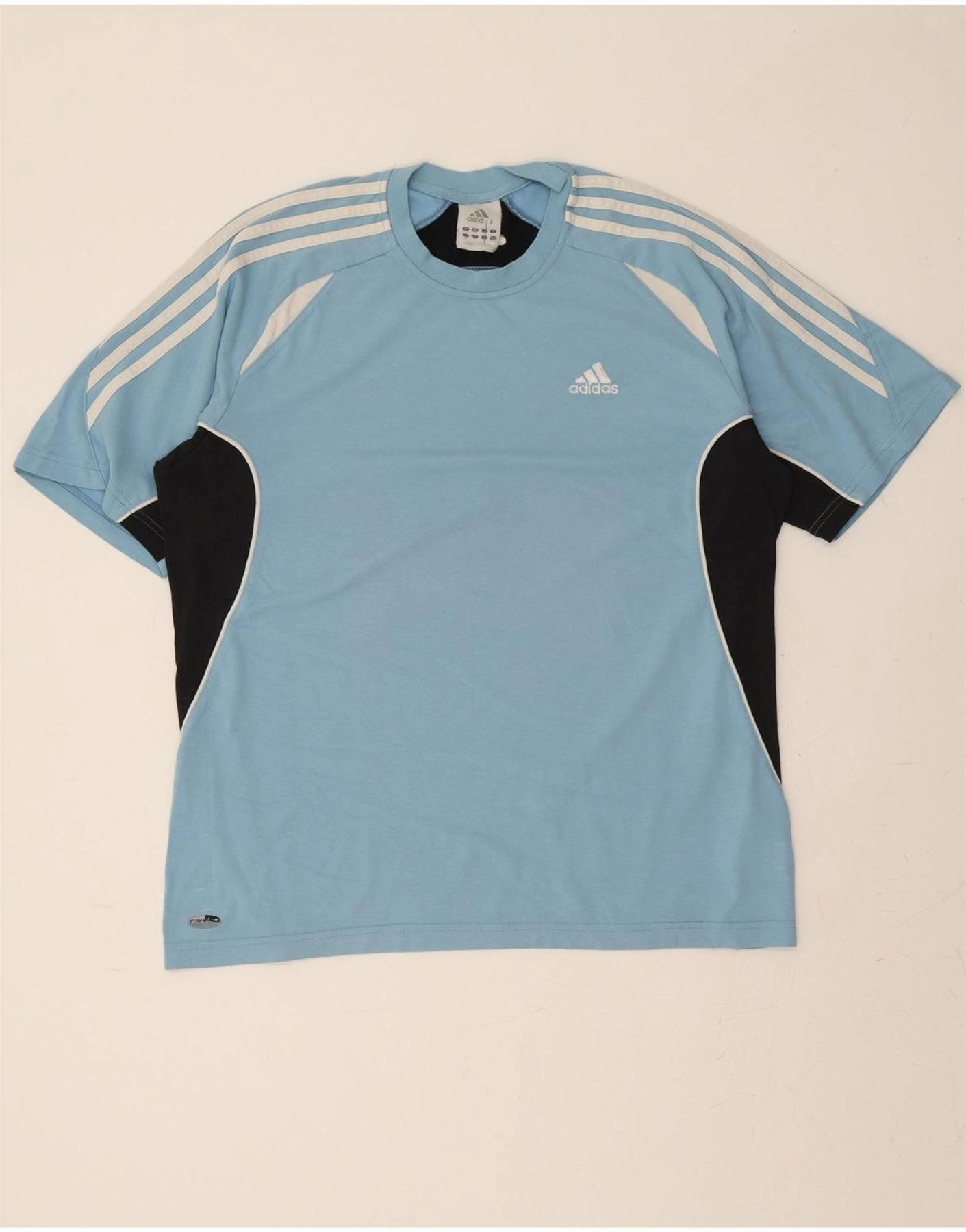 ADIDAS Mens Climalite T-Shirt Top UK 40/42 Medium Blue Colourblock Cotton