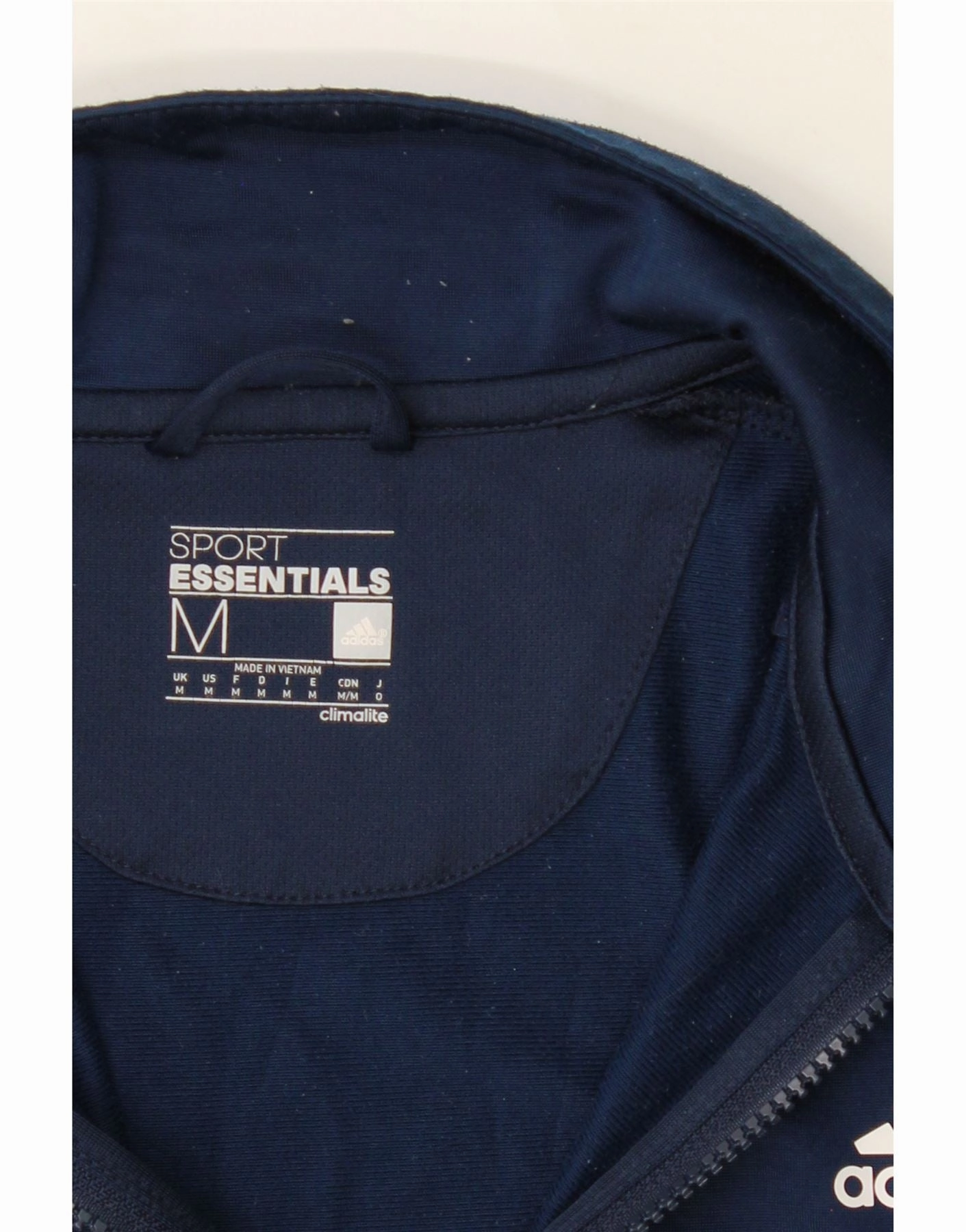 ADIDAS Mens Climalite Tracksuit Top Jacket Medium Navy Blue Polyester