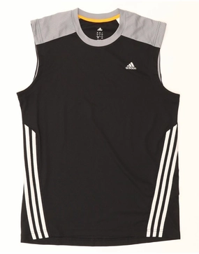 ADIDAS Mens Climalite Vest Top Large Black Colourblock Polyester