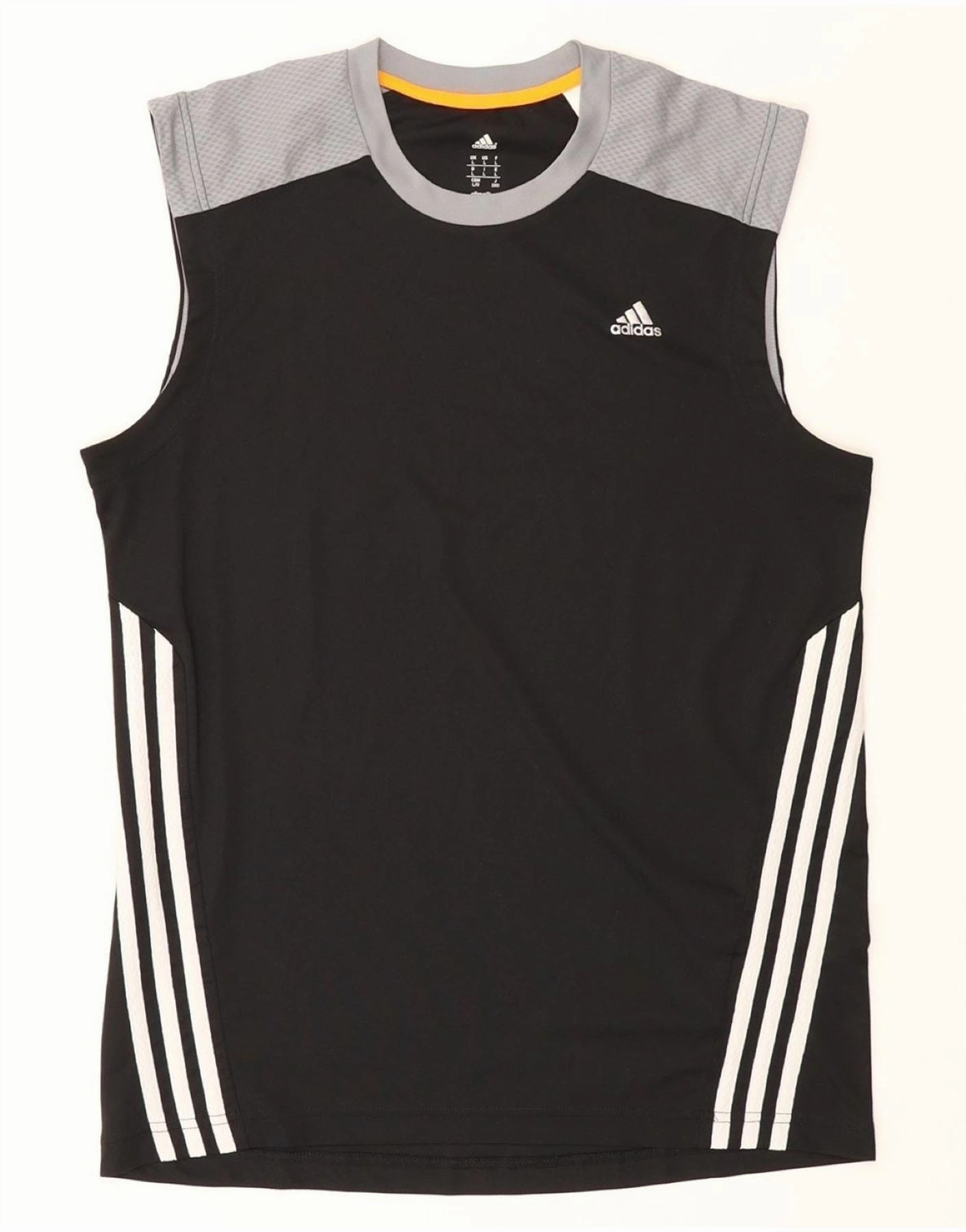 ADIDAS Mens Climalite Vest Top Large Black Colourblock Polyester