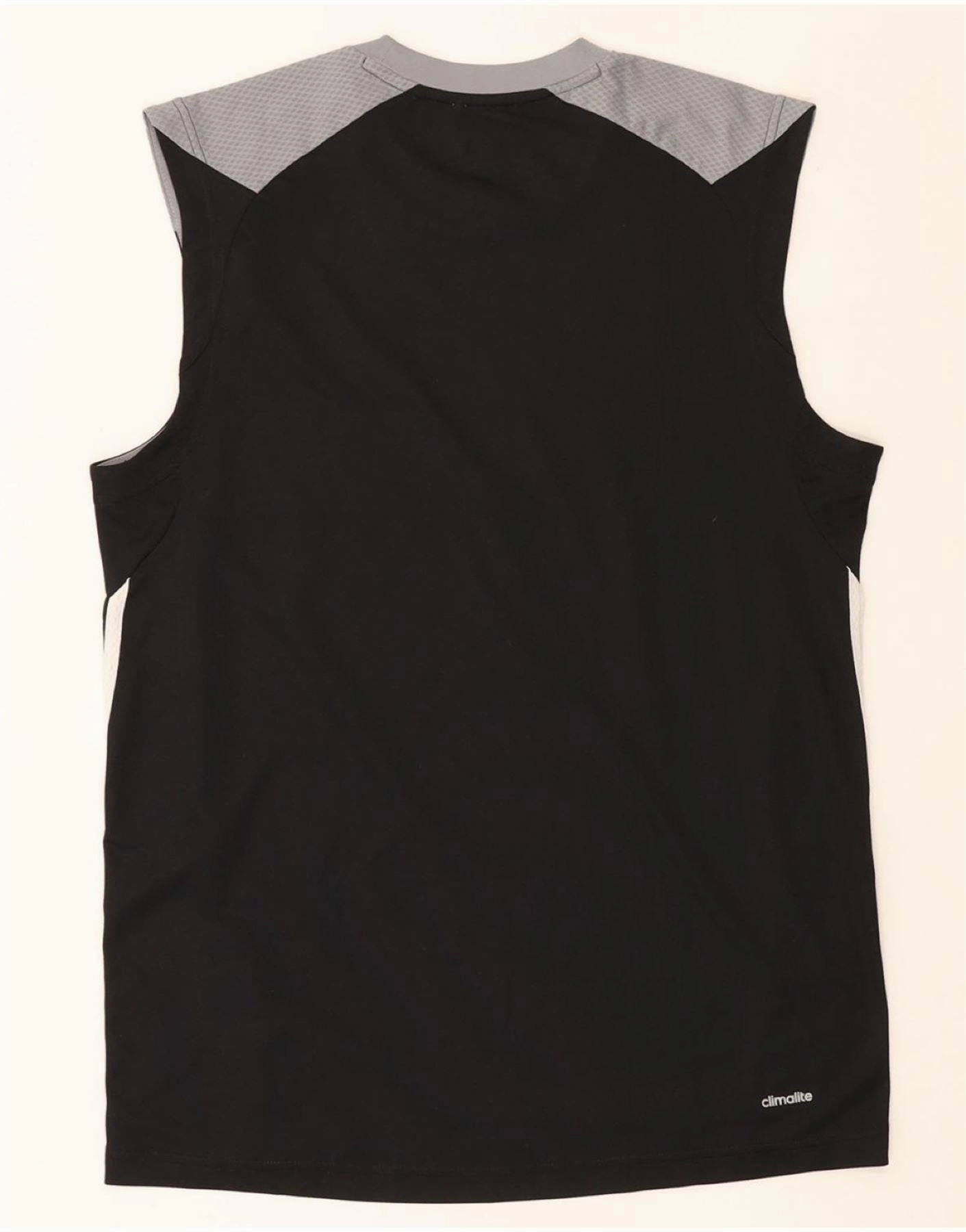 ADIDAS Mens Climalite Vest Top Large Black Colourblock Polyester