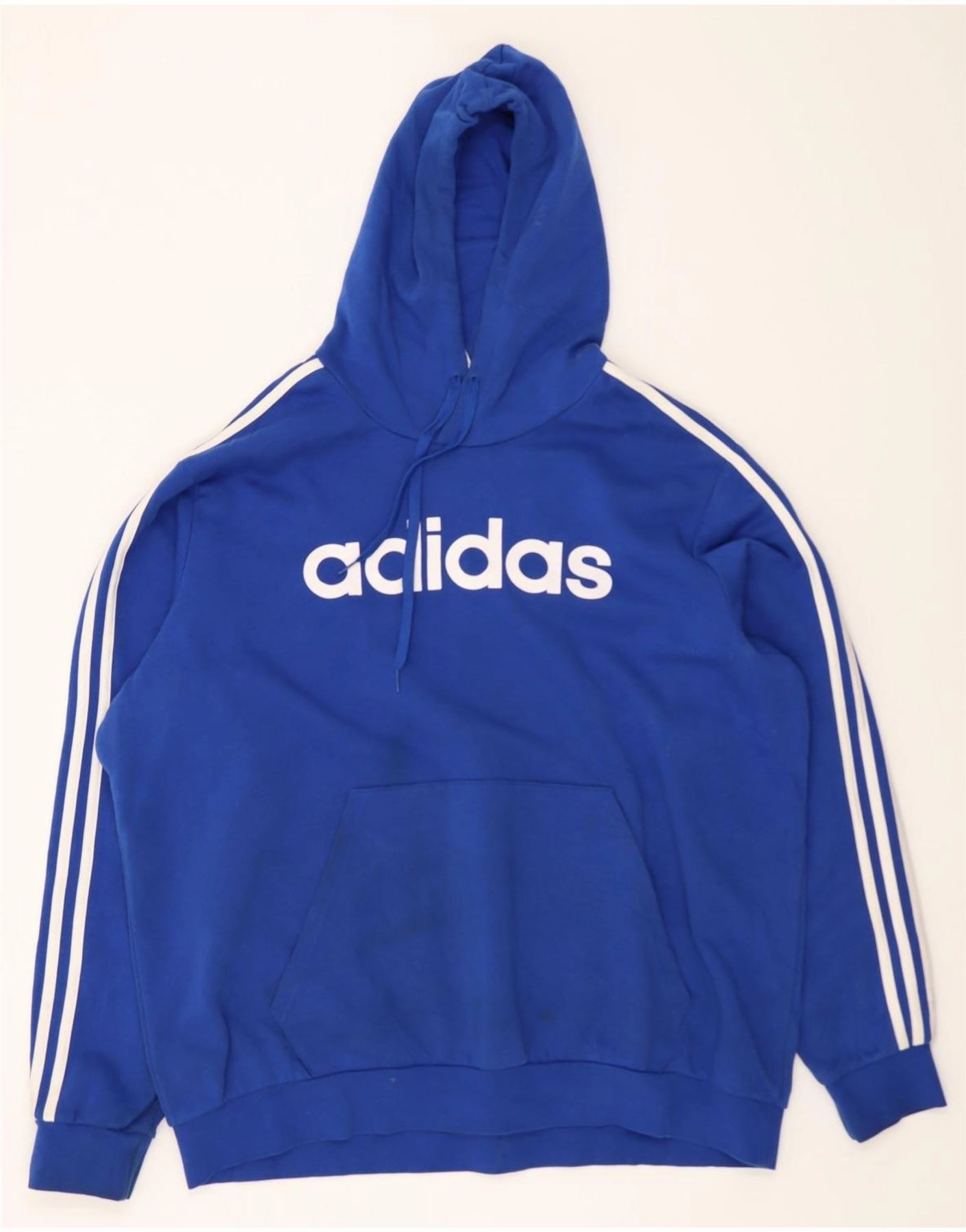 ADIDAS Mens Graphic Hoodie Jumper 2XL Blue Cotton