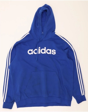 ADIDAS Mens Graphic Hoodie Jumper 2XL Blue Cotton