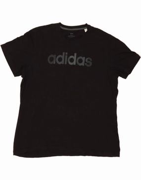 ADIDAS Mens Graphic T-Shirt Top 2XL Black Cotton