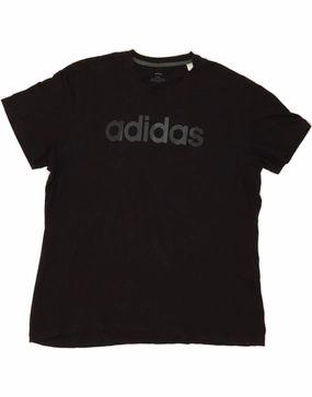 ADIDAS Mens Graphic T-Shirt Top 2XL Black Cotton