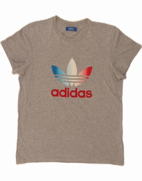 ADIDAS Mens Graphic T-Shirt Top Medium Grey Cotton