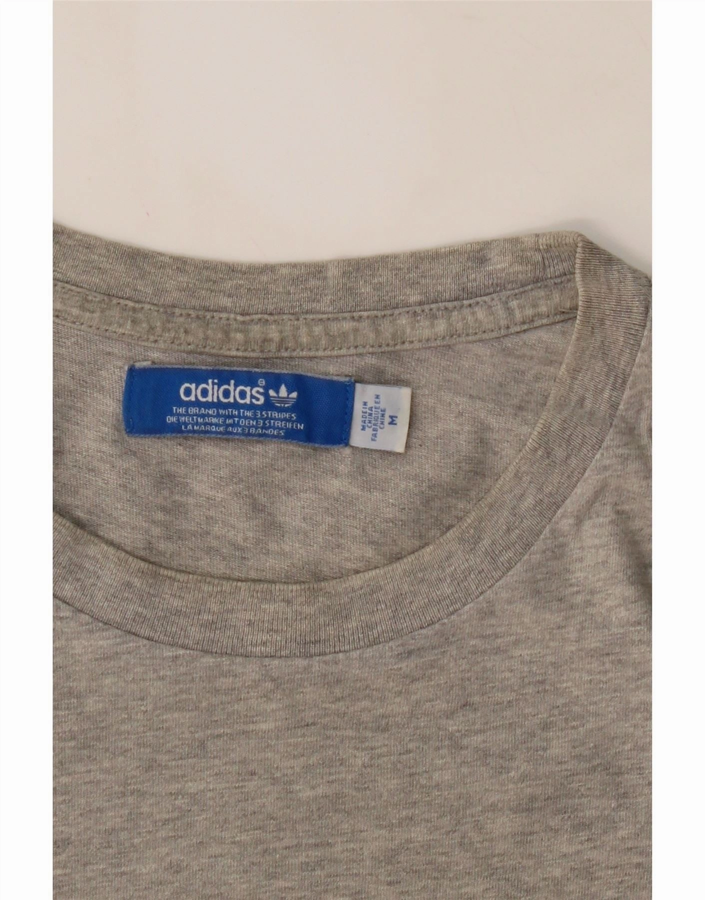 ADIDAS Mens Graphic T-Shirt Top Medium Grey Cotton