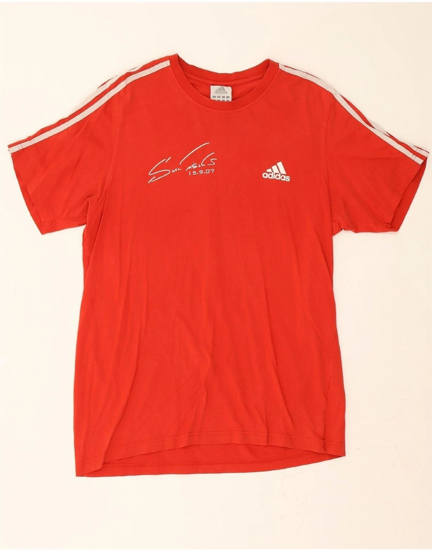 ADIDAS Mens Graphic T-Shirt Top UK 42/44 Large Red Cotton