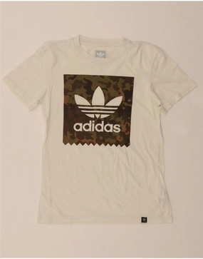 ADIDAS Mens Graphic T-Shirt Top XS White Cotton