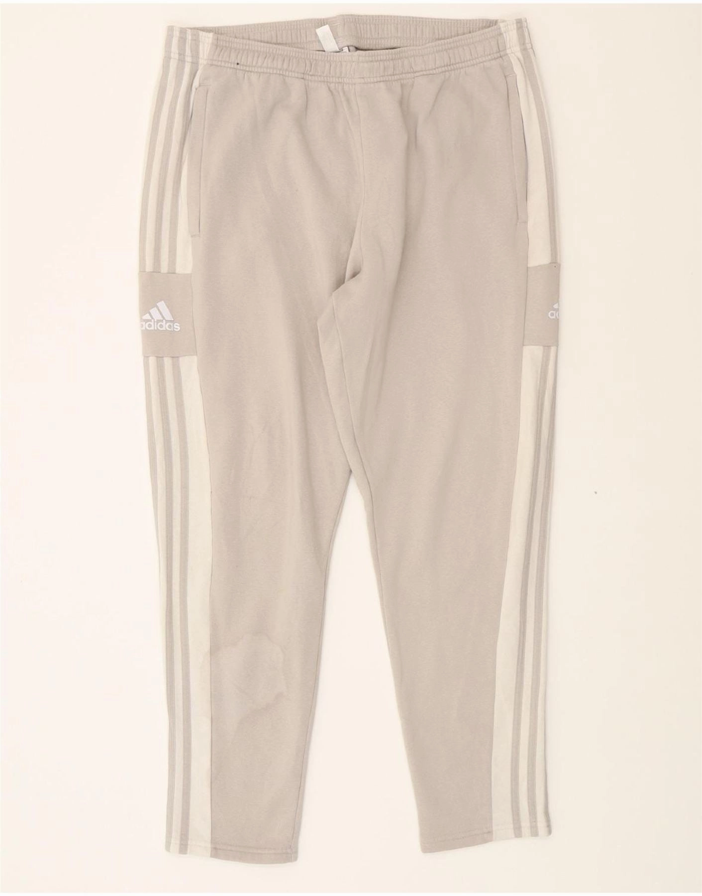 ADIDAS Mens Graphic Tracksuit Trousers XL  Beige Cotton