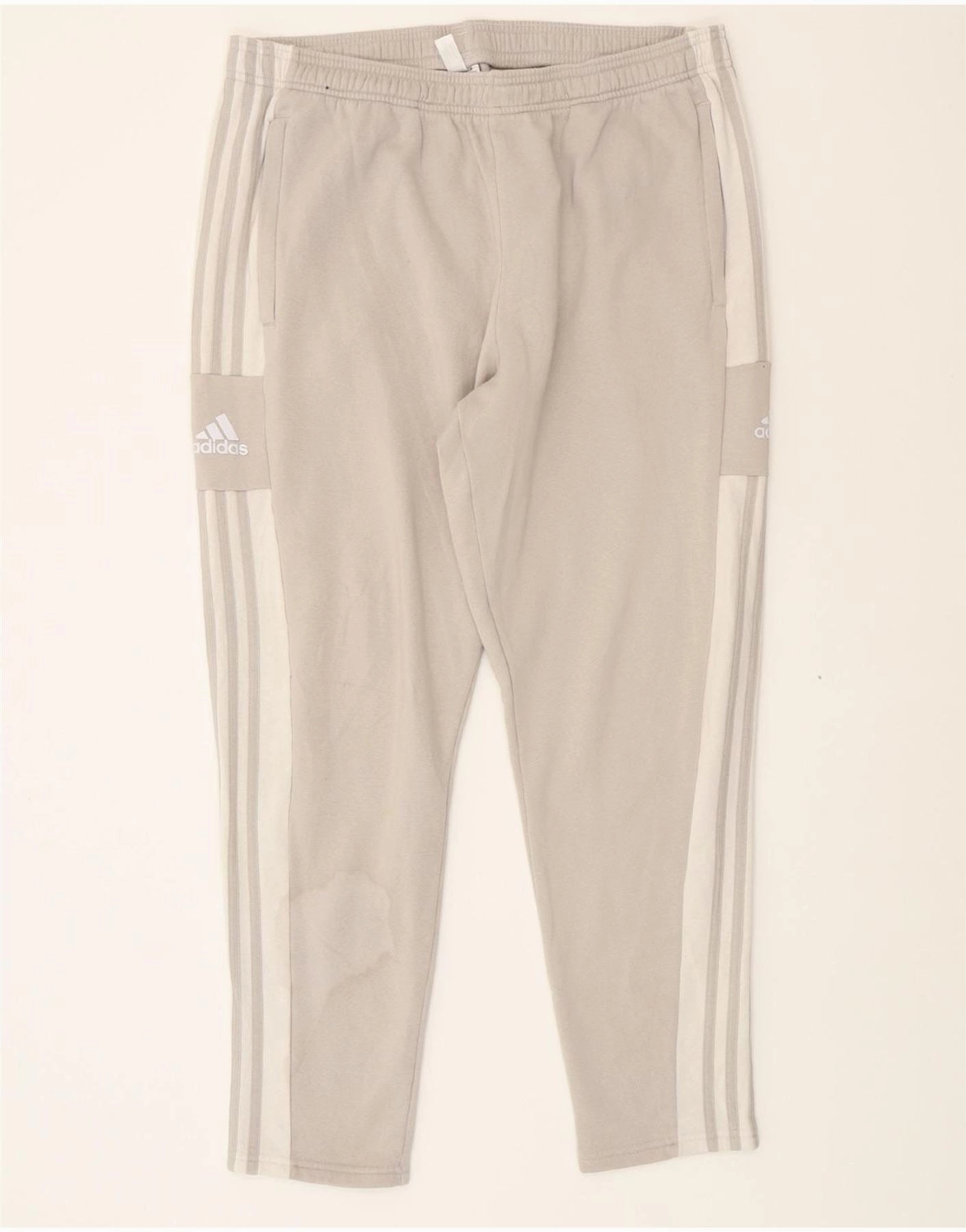 ADIDAS Mens Graphic Tracksuit Trousers XL  Beige Cotton