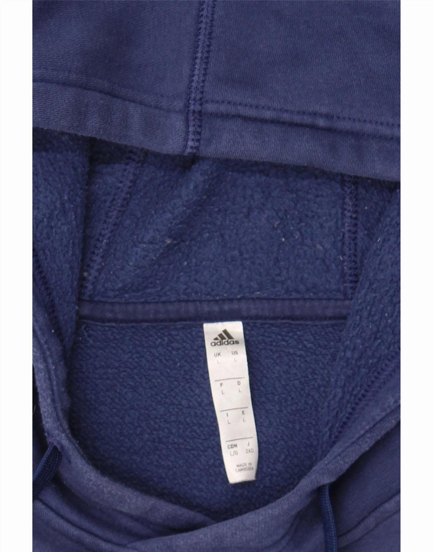 ADIDAS Mens Hoodie Jumper Large Navy Blue Cotton