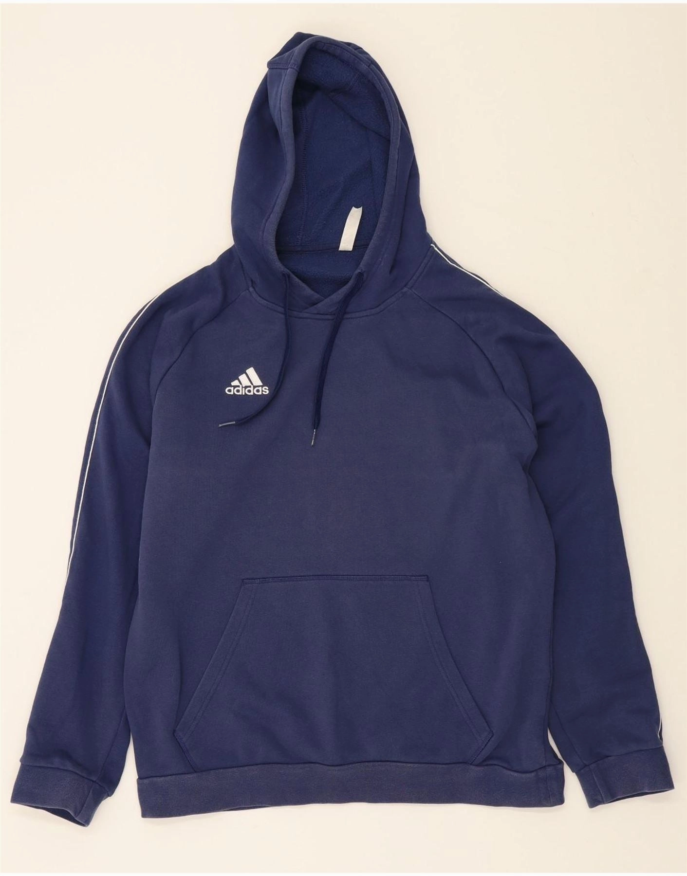 ADIDAS Mens Hoodie Jumper Large Navy Blue Cotton