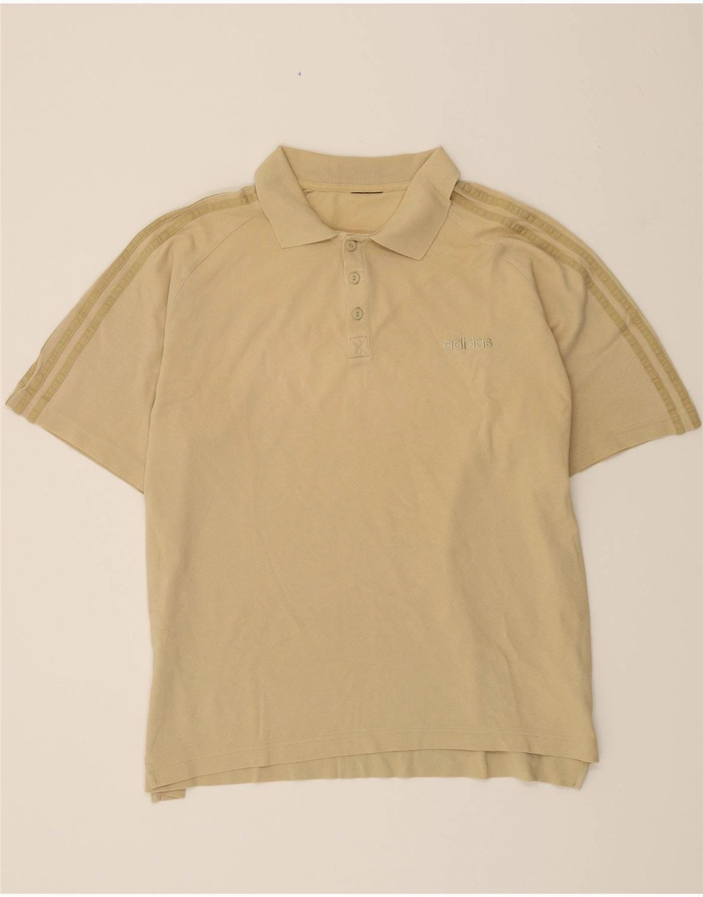 ADIDAS Mens Polo Shirt XL Beige Cotton
