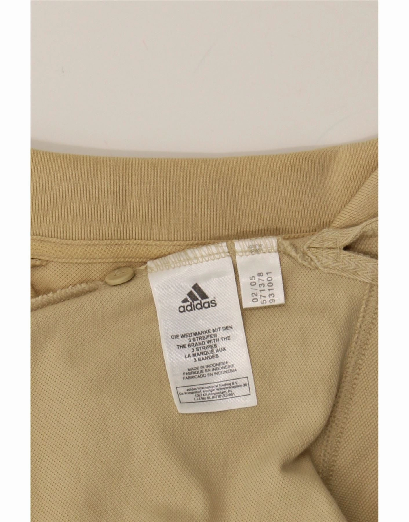 ADIDAS Mens Polo Shirt XL Beige Cotton