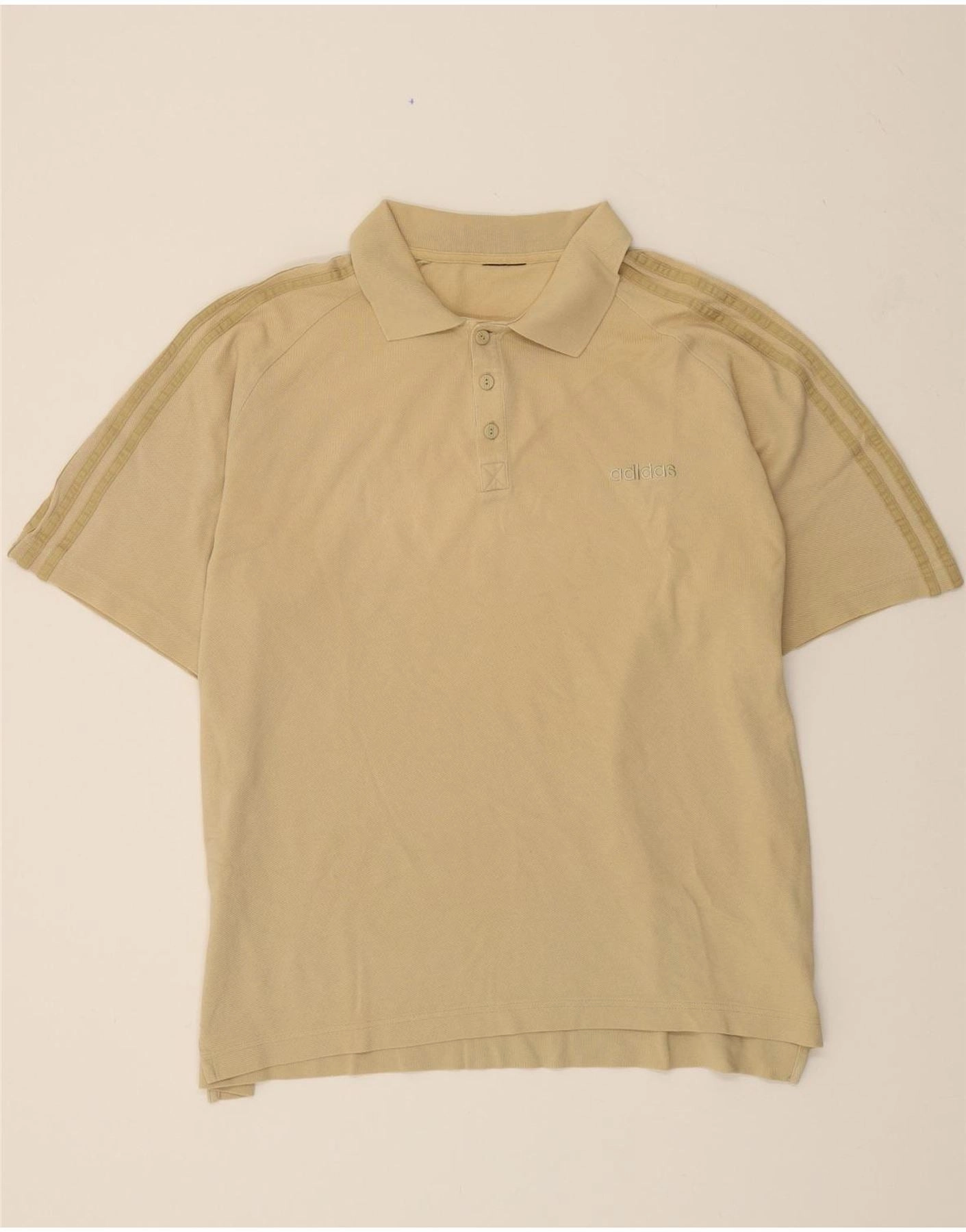 ADIDAS Mens Polo Shirt XL Beige Cotton