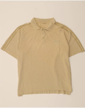ADIDAS Mens Polo Shirt XL Beige Cotton