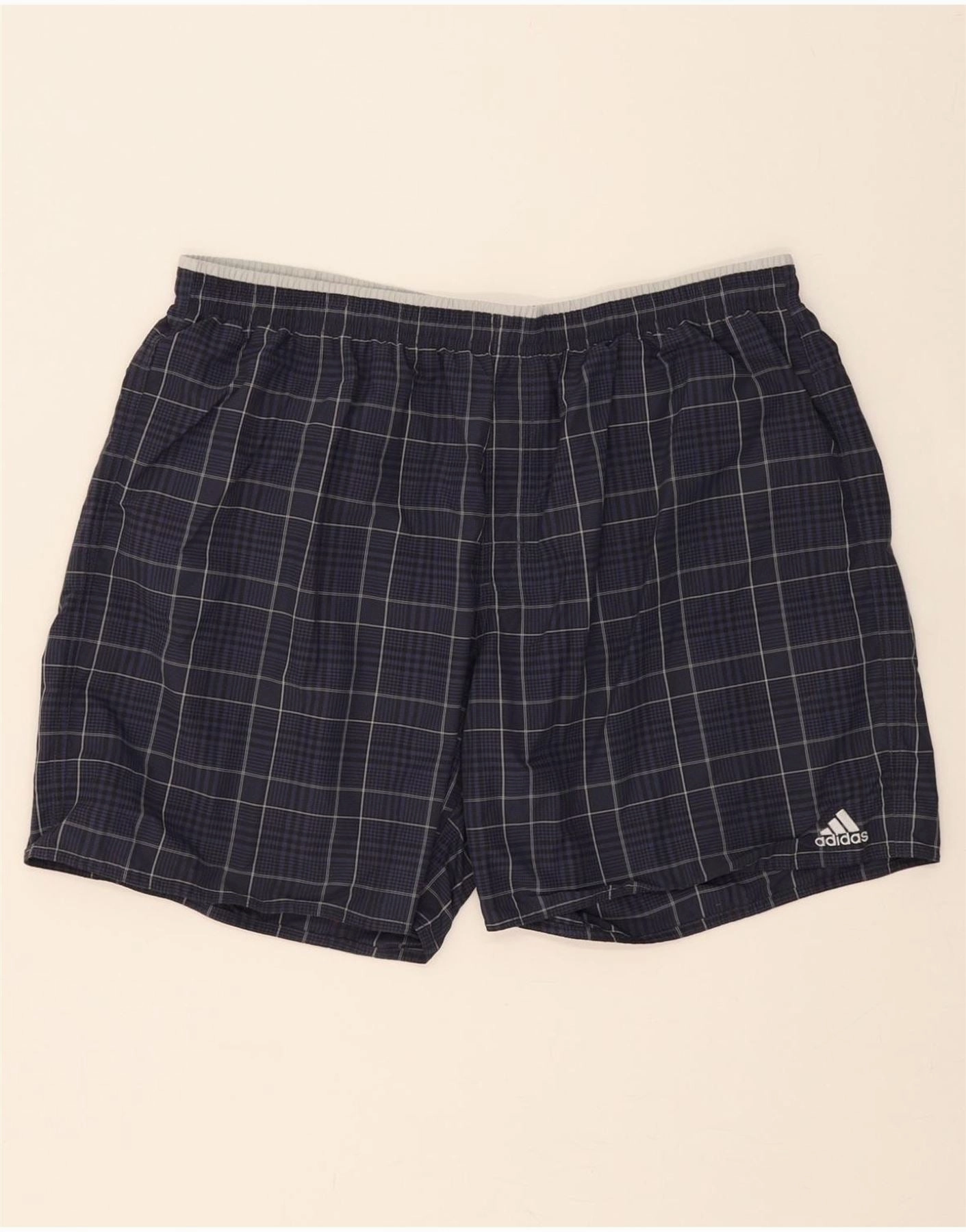 ADIDAS Mens Swimming Shorts 2XL  Navy Blue Check Polyester