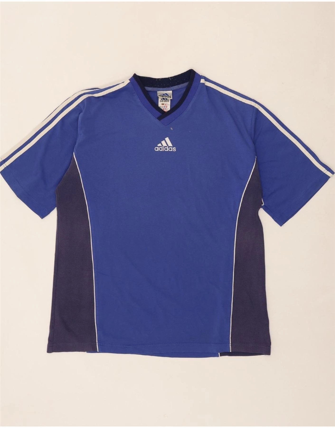 ADIDAS Mens T-Shirt Top UK 46/48 XL Blue Colourblock Cotton