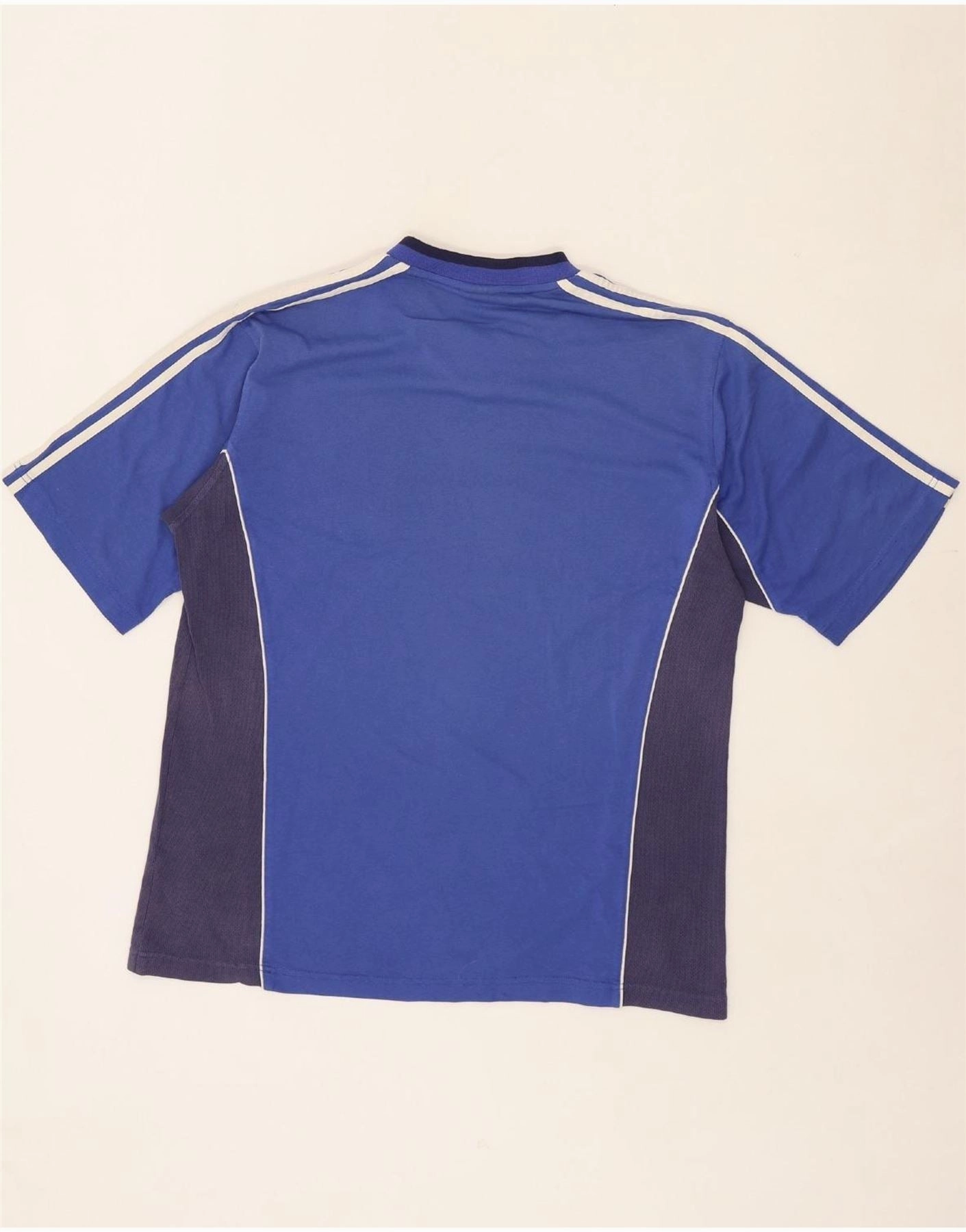 ADIDAS Mens T-Shirt Top UK 46/48 XL Blue Colourblock Cotton