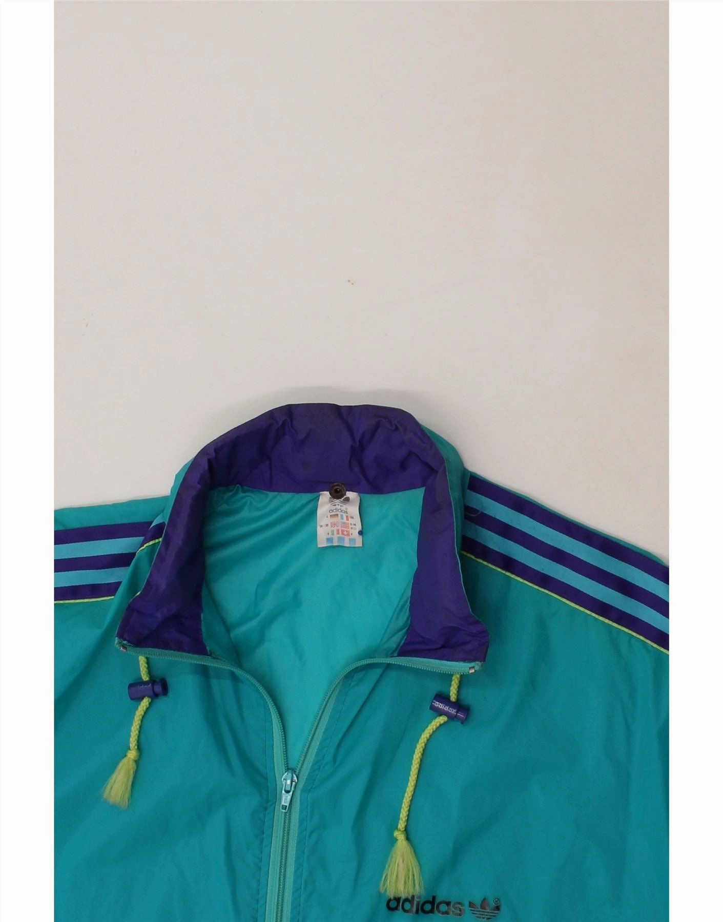 ADIDAS Mens Tracksuit Top Jacket UK 36/38 Small Turquoise Polyamide