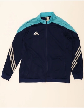 ADIDAS Mens Tracksuit Top Jacket XL Navy Blue Colourblock Polyester
