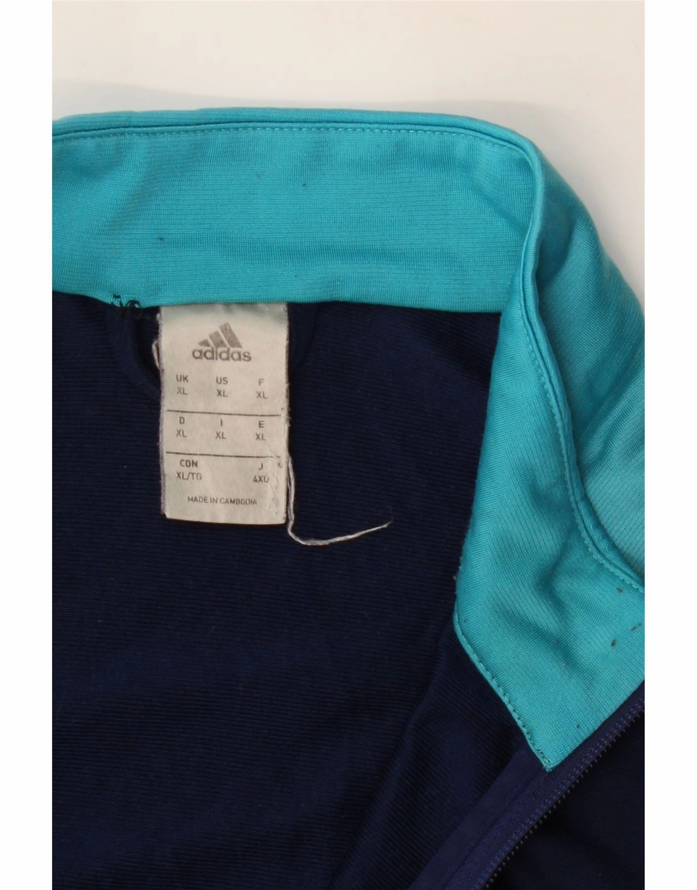 ADIDAS Mens Tracksuit Top Jacket XL Navy Blue Colourblock Polyester