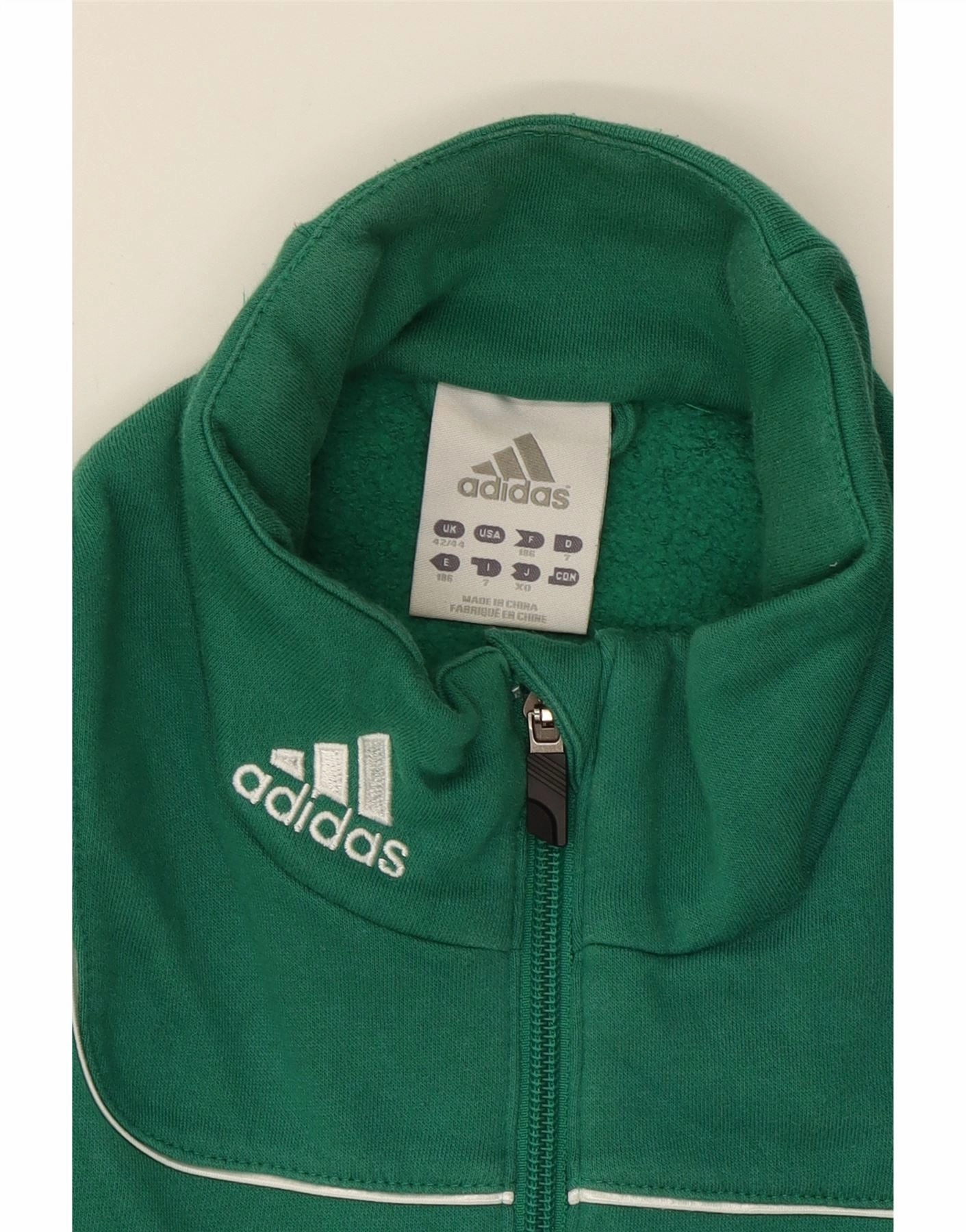 ADIDAS Mens Zip Neck Sweatshirt Jumper UK 42/44 Large Green Cotton