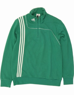 ADIDAS Mens Zip Neck Sweatshirt Jumper UK 42/44 Large Green Cotton