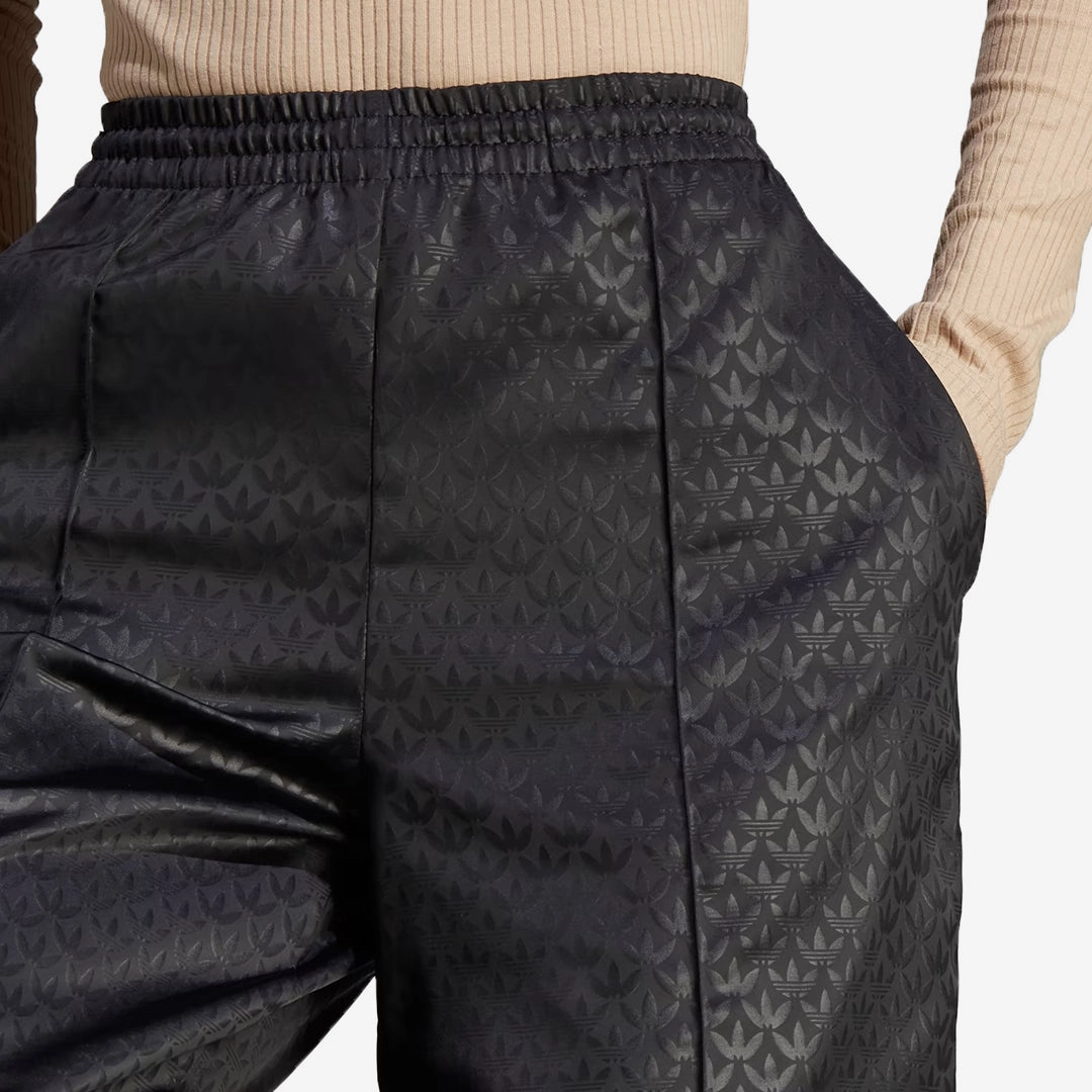 Adidas Originals | TREFOIL MONOGRAM SATIN TRACK PANTS  { BLACK