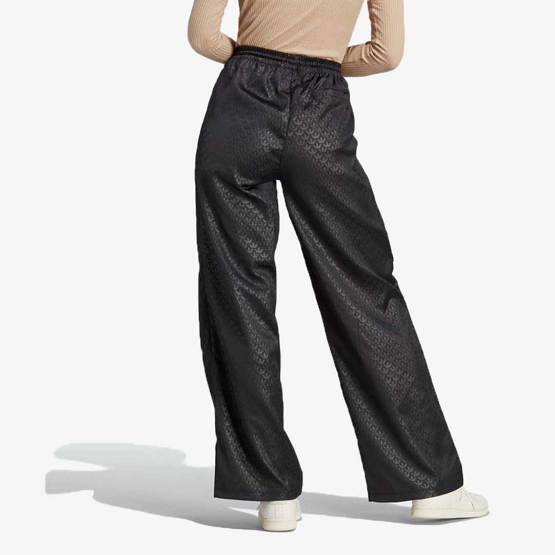 Adidas Originals | TREFOIL MONOGRAM SATIN TRACK PANTS  { BLACK